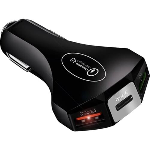 QC3.0 Car Phone Charger 7A One For Three Dual USB Fast Charge Type-C Safety Hammer Car Charger For Samsung Huawei Fast Charge