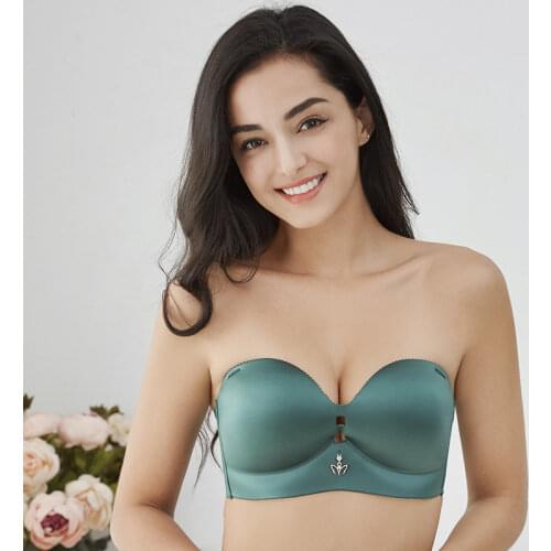 Plus Size Lift Up Strapless Bra Seamless Invisible Wireless Bras for Women Brasier Mujer Leopard Sexy Off Shoulder Brallete D E