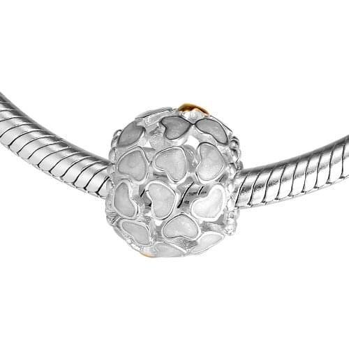 Fits Pandora Charms Bracelets Abundance of Love Silver Beads 100% 925 Sterling Silver Jewelry with Golden Color Free Shipping