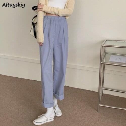 Pants Women Empire All-match Fashion Soft Streetwear Clothing Simple BF Korean Solid Full-length Summer Thin Casual Quick-drying