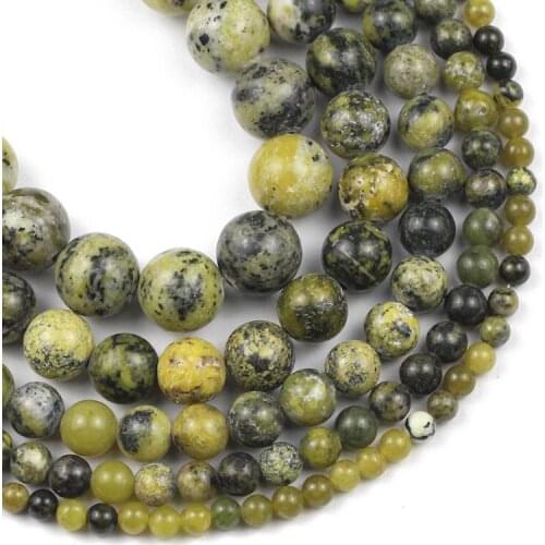 Natural Stone beads Yellow Grass Turquoises Round Loose beads for Jewelry making DIY bracelet necklace accessories 4/6/8/10/12MM
