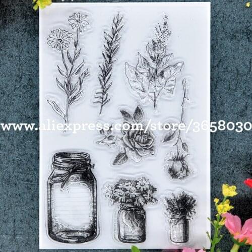 Flowers Bottle Scrapbook DIY photo cards rubber stamp clear stamp transparent stamp 10x15cm 8101506
