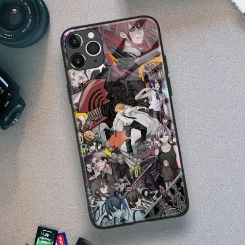 Chainsaw Man Power Denji Aki Makima Anime Soft TPU Glass Phone Case for IPhone SE 6s 7 8 Plus X Xr Xs 11 12 Mini Pro Max Samsung