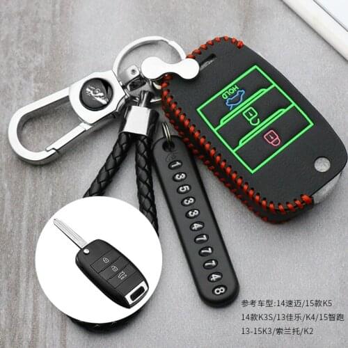 Leather key cover car key case shell For Kia Rio QL Sportage Ceed Cerato Sorento K2 K3 K4 K5 Auto Accessories