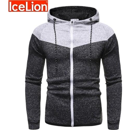 IceLion 2021 Cotton Hoodies Men Splice Sweatshirt Spring Autumn Hooded Sportswear Fashion Slim Fit Pullover Hip Hop Tracksuit
