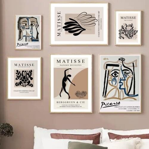 Matisse Picasso Abstract Nude Figure Coral Leaf Wall Art Print Canvas Painting Nordic Poster Wall Picture For Living Room Decor