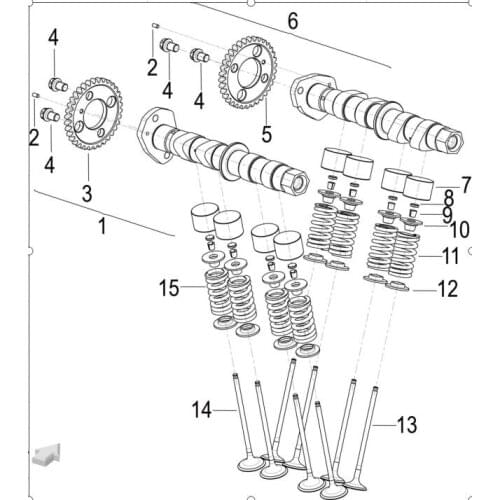 Camshaft intake sprocket valves tappet valve adjusting washer valve spring seat exhaust valve page Of Benelli TRK502