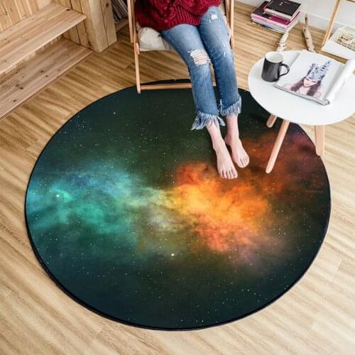 Living Room Round Carpet Floor Mat Home Rug Floor Rug Baht Mat Whirlpool Galaxy Space Moon Bedroom Warm Moisture-proof Mat Rug
