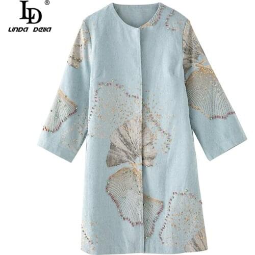 LD LINDA DELLA Womens Blue Coats