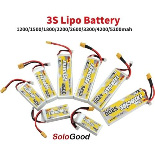SoloGood Lithium Batteries 3S Lipo Battery 11.1V 1200mAh 1800mAh 2200mAh 25C 2600mAh 3000mAh 4200mAh 5200mAh 35C XT60 T Plug