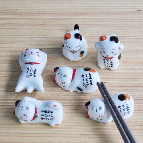 Cute Ceramic Cat Shape Chopstick Stand Rest Spoon Holder Tableware Storage Rack for Kitchen Supplies
