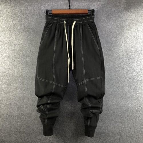 Owen Seak Men Casual Cargo Harem Pants High Street Hip Hop Length Mens Clothing Sweatpants Autumn Winter Black Big Size