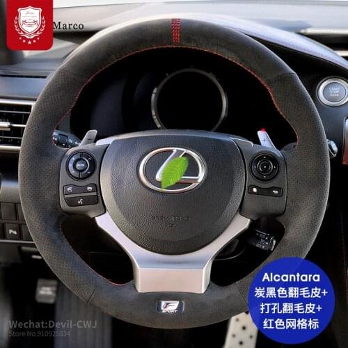 Car steering wheel cover for Lexus ES300 NX RX450 IS200 GS hand-sewn Real alcantara suede Suture cover Auto parts accessories