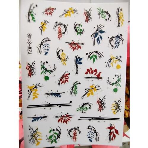 New 3D Art Letters Nail Sticker Geometric Line Leaf Self Adhesive Nails Sliders Decals Decorations Designer Manicure Accessories