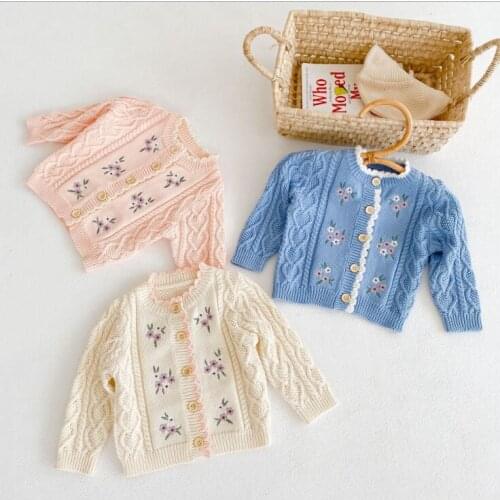 2021 New boys girls printed sweater knitted coat cotton autumn soft fashion babys sweater coats