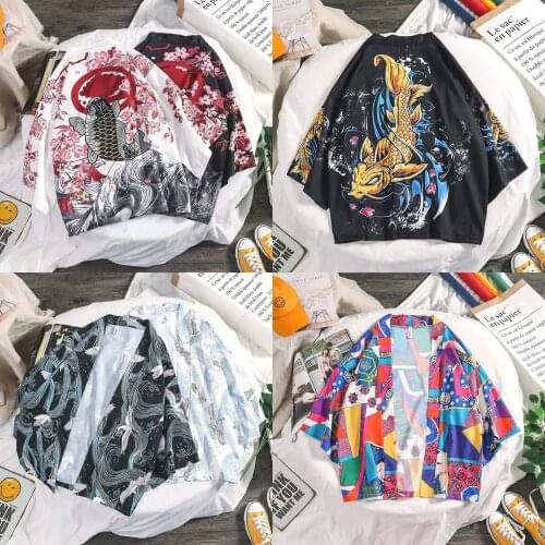 New Japanese Kimono Traditional Kimono Cardigan Men Fashion Japanese Kimono Yukata Kimono Japan Style Loose Asian Clothes SL1345