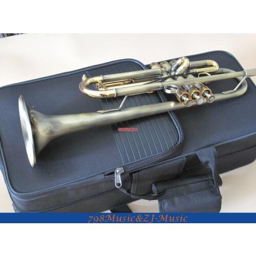 NEW Antique Finish Trumpet B-flat Monel Valves With Case Mouth Professional Trumpet