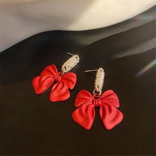 New Style Oval Zircon Bow Earrings For Women Girls Trendy Design Earrings Ear Jewelry For Party Wedding Jewelry Gift Pendientes