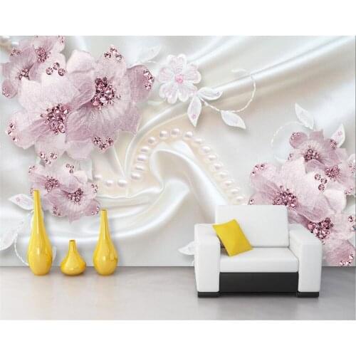 Beibehang Custom Wallpaper Luxury Diamond Flower 3d Jewelry TV Background Wall Mural Home Decoration Background 3d wallpaper