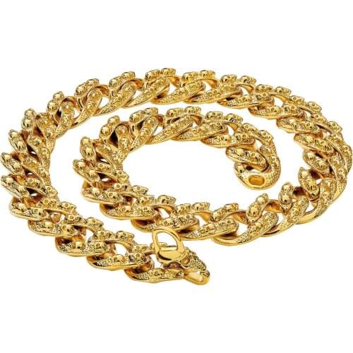 New Skull Design Pet Collar Personalized 23mm 30mm Stainless Steel Dog Collar Necklace Matel Chains Pet Supplier Dropshipping