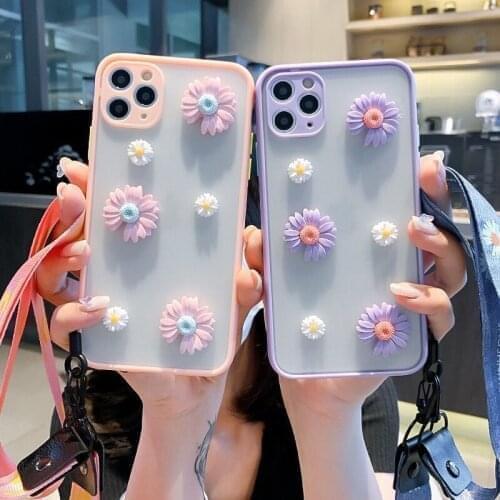 Luxury Flower Plastic Phone Case Cover For Huawei Nova 7 SE 6 5 5i Pro Nova 5T 7i 2i 3i 4 With Strap