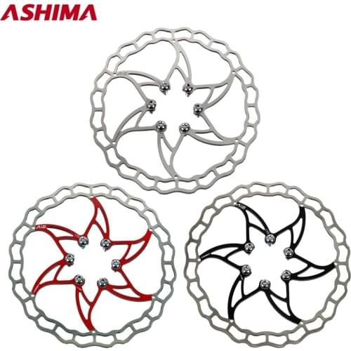 ASHIMA ARO 09 Brake Disc Rotor Ultralight Only 64g MTB Bike Stainless Steel 140mm 160mm 180mm 203mm with 6 Bolts Black Red 1PC