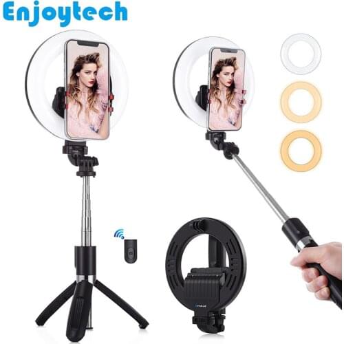 New Arrival Wireless Bluetooth Remote Selfie Stick with LED Selfie Ring Light Lamp Tripod Monopod for Phones Live Video Bloggers