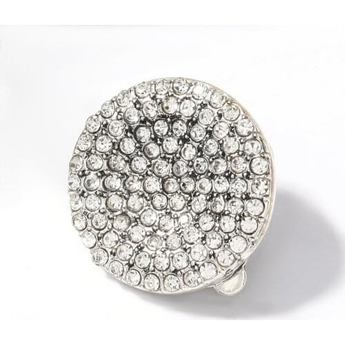 Full Rhinestone Round Square Geometric Statement Clip Earrings Women Fashion Cute Small Ear Clip Jewelry Vintage Earring 2020