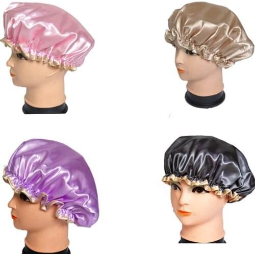 Thick 1Pcs Waterproof Bath Hat Double Layer Shower Hair Cover Women Supplies Shower Cap Bathroom Accessories