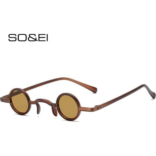 SO&EI Retro Steampunk Women Sunglasses Fashion Small Round Clear Ocean Lens Eyewear Men Punk Shades UV400 Sun Glasses