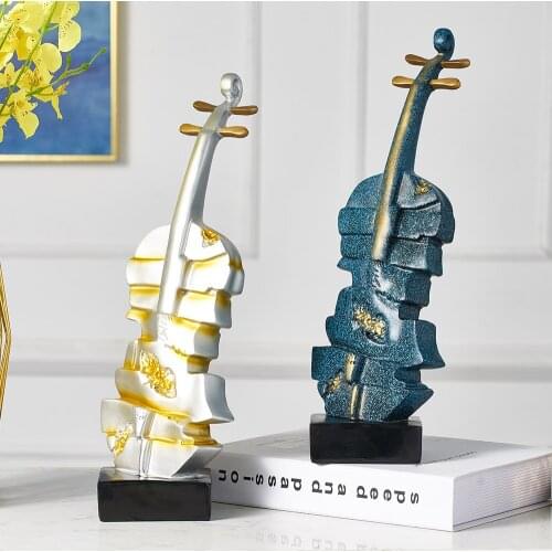 Modern Violin Statue Resin Home Decoration Accessories Living Room Office Decor Gifts Crafts for Sculpture Statue Ornaments