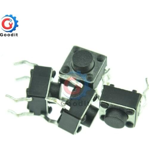 100pcs 6*6*5MM Tactile Push Button Switch 4 pins Micro Switch 4-Pin DIP Momentary Tact Switch Through-Hole