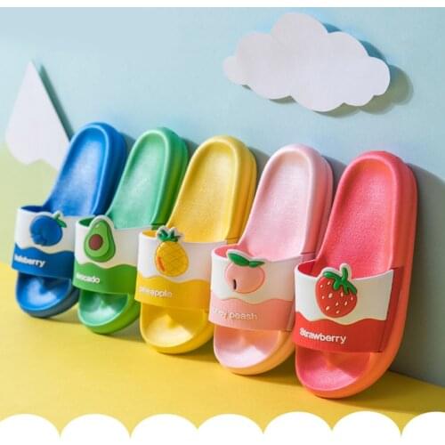 Childrens Slippers Summer Cute Cartoon Fruit Shoes Slippers Kids Indoor Bedroom Flip Flops PVC Beach Casual Wear Slippers