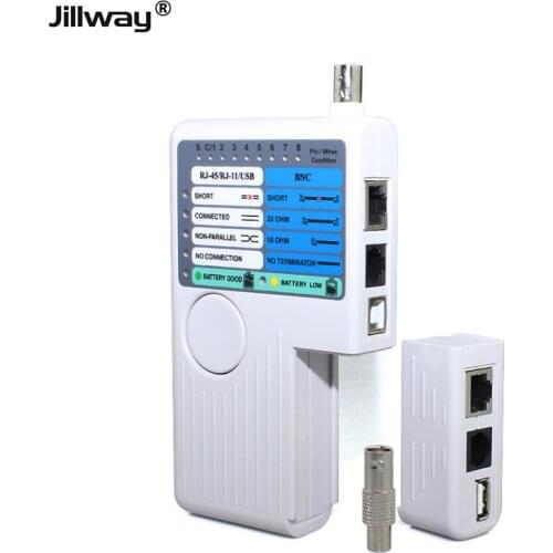 Jillway 4-in-1 Network Cable Tester UTP STP LAN Remote USB BNC RJ11 RJ45 Phone Cable Tester Meter Detector Web Tools
