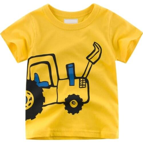 Baby Boy Cartoon Car Print Short Sleeve Tops T-Shirt Blouse Toddler Cotton O Neck Outfits Clothes