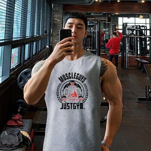 Muscleguys New fashion cotton sleeveless shirt tank top men fitness shirt men gyms bodybuilding workout gym singlet vest