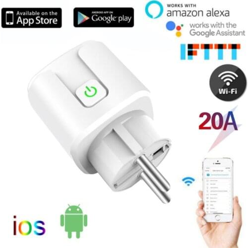 O-obest Smart WiFi Plug Adaptor 20A Remote Voice Control Power Monitor Socket Outlet Timing Function Work With Alexa Home Tuya