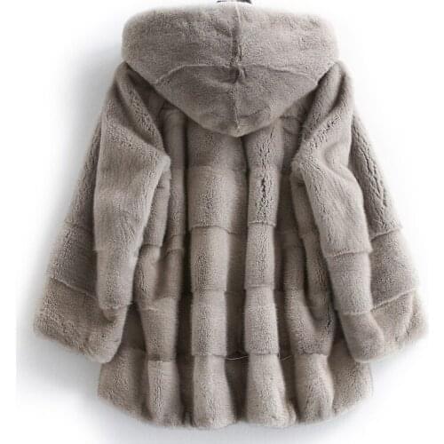 Luxury Real Mink Coat Female Natural Fur Coats Winter Jacket Women Hooded Warm Jackets Plus Size Manteau Femme MY4148
