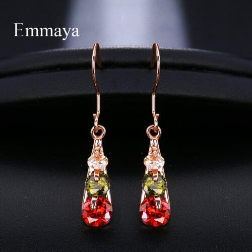 EMMAYA New Fashion Hot Colorful Earrings Tiny AAA CZ Round Shape jewelry Pendant for Women Girl Party Wedding Jewelry