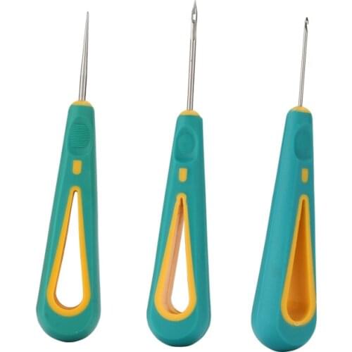 1 Pc 3 types Silicone Handle Sewing Awl DIY Leather Canvas Shoe Repair Tool Punch Sewing Needle Hook Tool