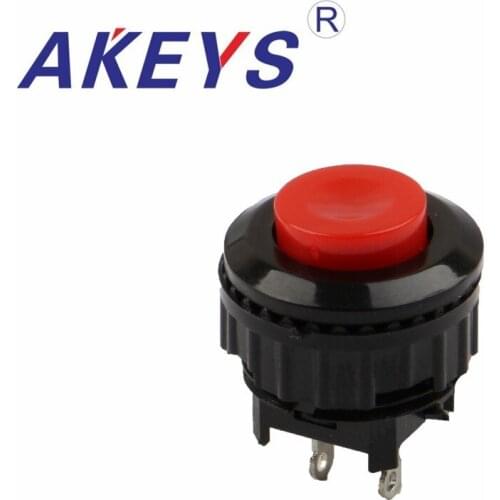 10PCS PS-11 16mm diameter small push lock red plastic head Console button switch DS-500