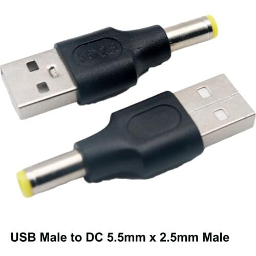 100pcs USB 2.0 Type A Male To 5.5mm x 2.5mm Plug 5V DC Power Supply Adapter Connector Converter