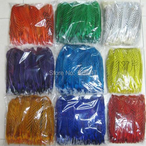 100Pcs/Lot! 6-8"15-20cm Multicolor Silver Pheasant Wing Quill Feathers - 9Colors available-Craft and Fly Tying,feathers for hats