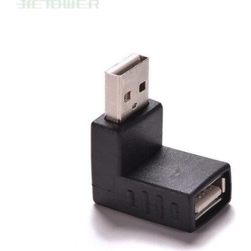 100Pcs/lot Up Right Angle USB 2.0 Adapter Angle 90 Degree USB 2.0 A Male Female Adapter Connecter For Laptop PC