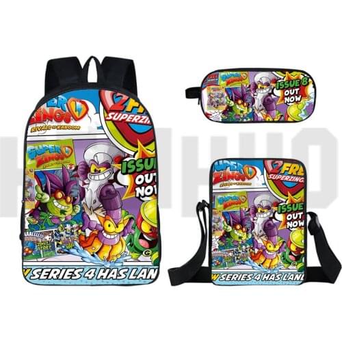16 Inch Knapsack Sac A Dos 3D Print Cartoon Super Zings Series 5 School Bag Child 3 Pcs Set Anime Superzings Backpacks Teenagers