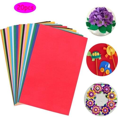 20 Pieces 2mm Thick Assorted Colorful Crafting Sponge 10 Colors EVA Foam Handicraft Sheet for DIY Classroom Party Kids Art Craft