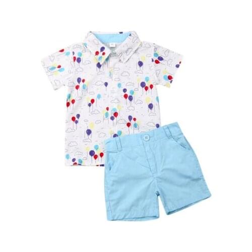 2019 Summer Boy Clothes 2pcs Toddler Kids Baby Boy Gentleman Clothes Floral Shirt Tops Shorts Pants Outfit
