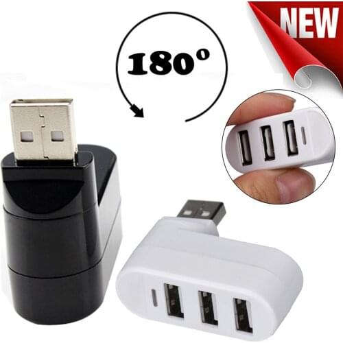 3 Ports USB 2.0 Mini Rotate Splitter Adapter Hub Drop Shipping