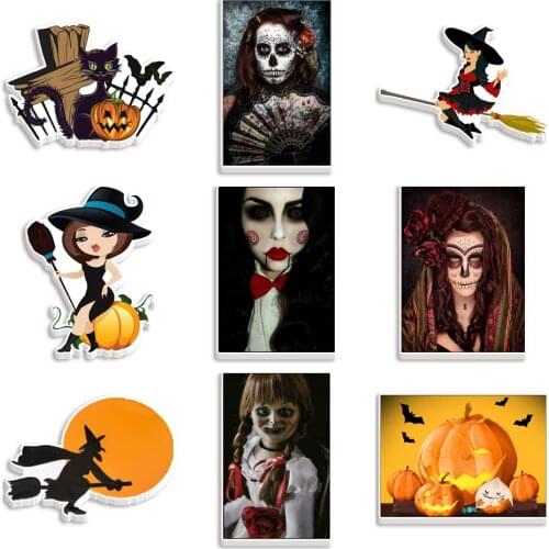 30pcs Halloween Pattern Printed Planar Resins DIY Craft For Home Decoration Accessories Custom Acrylic