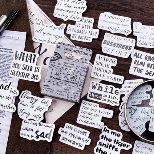 45Pcs/pack Vintage English Newspaper Stickers Scrapbooking DIY Diary Journal Decorative Adhesive Labels Stationery Supplies